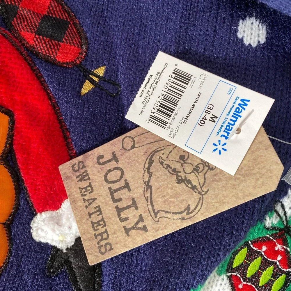 Jolly Sweaters Christmas Cool Chillin Santa‎ Nylon Vest Medium Sweater NWT